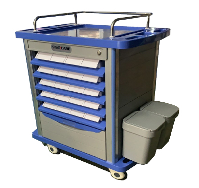 Chariot pour médicament avec étagères  